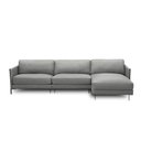Ver imagem 5 de Sofá Decorativo Karine 5 Lugares Sala de estar 300cm com Chaise Pés em Aço Couro Grafite G88 - Gran