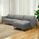 Ver imagem 1 de Sofá Decorativo Karine 5 Lugares Sala de estar 300cm com Chaise Pés em Aço Couro Grafite G88 - Gran