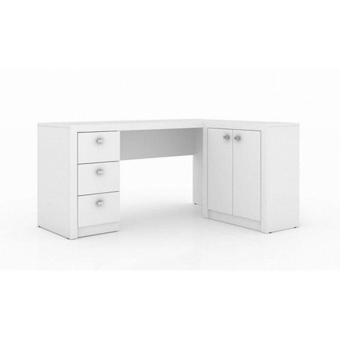 Conjunto Mesa com Balcão p/ Home Office Branco Tecno Mobili