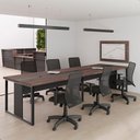 Ver imagem 3 de Mesa de Reunião e Painel Retangular Meraki Moderno sem Gavetas MDP Freijó Preto Casah