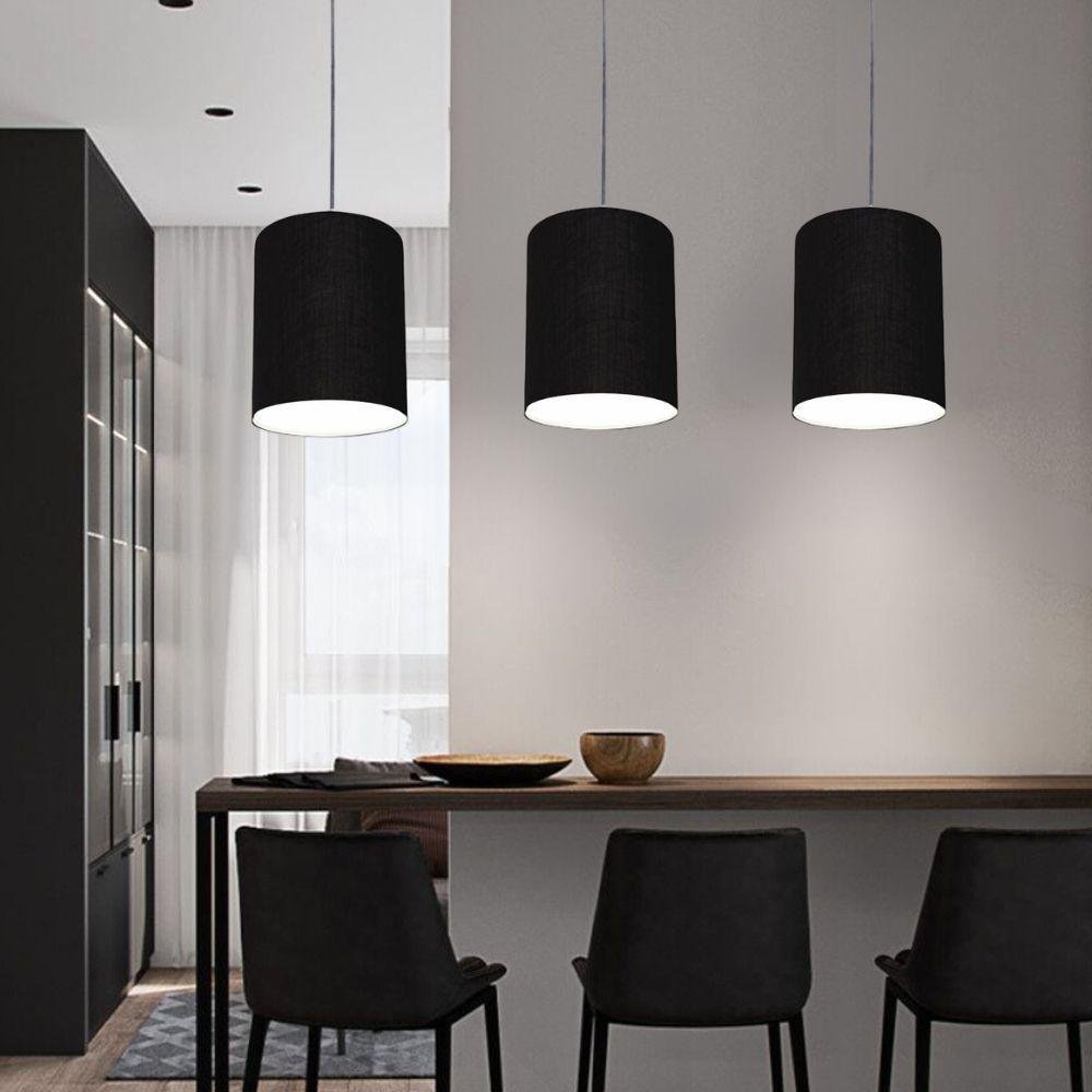 Luminária Pendente Vivare Free Lux Md-4103 Cúpula em Tecido Preta da Canopla Canopla Cinza e Fio - 3