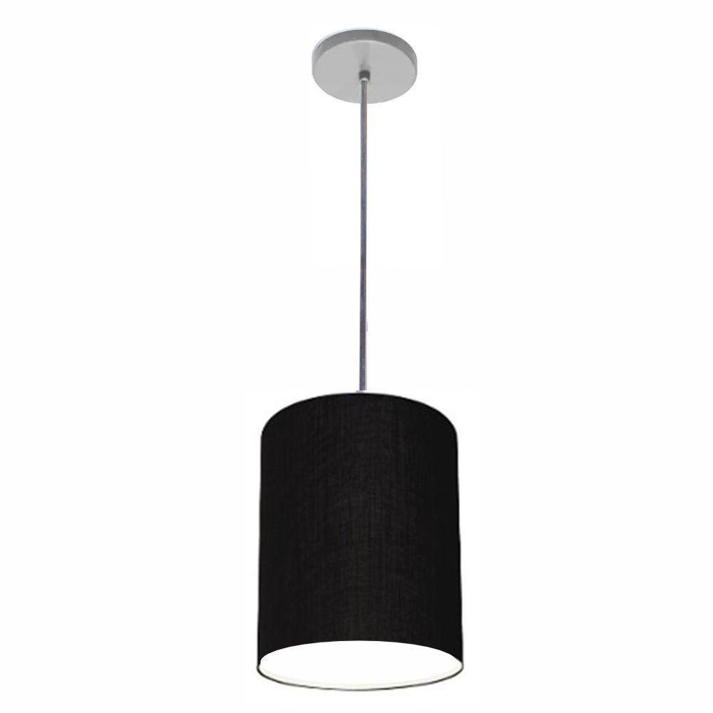 Luminária Pendente Vivare Free Lux Md-4103 Cúpula em Tecido Preta da Canopla Canopla Cinza e Fio - 1