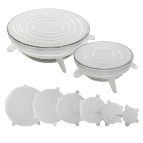 Kit 06 Tampas de Silicone Elástica Transparente - Tampa 6 Pcs - Panami