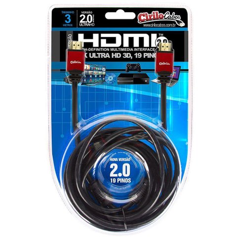 Cabo Hdmi 2.0, 19 Pinos 4k, Ultra Hd, 3d - 3 Metros