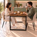 Ver imagem 4 de Mesa de Jantar Reforçada Industrial 70x70cm Tampo Marrom Pés Preto