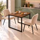 Ver imagem 1 de Mesa de Jantar Reforçada Industrial 70x70cm Tampo Marrom Pés Preto