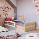 Ver imagem 1 de Cama de Chão Solteiro sem Colchão Aveiro Oak/branco Linha Affetto Aft008 Completa Móveis