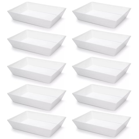 Kit 10 Travessa Retangular 2,2l Branco Servir a Mesa Salada Sobremesa Risoto Petisco Coza