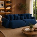 Ver imagem 1 de Sofá Retrátil 6 Lugares Veludo Armani 2,90 Mts Azul