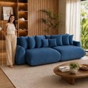 Ver imagem 6 de Sofá Retrátil 6 Lugares Veludo Armani 2,90 Mts Azul