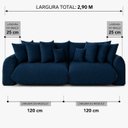 Ver imagem 4 de Sofá Retrátil 6 Lugares Veludo Armani 2,90 Mts Azul