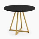 Ver imagem 2 de Mesa de Sala e Jantar Paris Modelo Industrial Moderno Tampo Redondo Preto com Base de Ferro Dourado