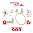 Ver imagem 2 de Kit Acessórios para Banheiro 4 Peças Linha Delicato Cor Bege e Cromado Durín