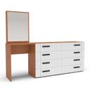 Ver imagem 2 de Cômoda Penteadeira Lisboa 8 Gavetas com Espelho 209x160cm Branco/Freijó 250798