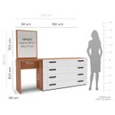 Ver imagem 3 de Cômoda Penteadeira Lisboa 8 Gavetas com Espelho 209x160cm Branco/Freijó 250798