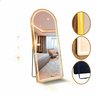 Espelho Jateado com Led Grande Corpo Inteiro com Moldura com Suporte de Chão 170x70cm Luxo Dourado - 1