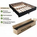 Ver imagem 2 de Cama Casal 137x187 Desmontável Tecido Premium 100% Madeira - Preto - Nova Cama