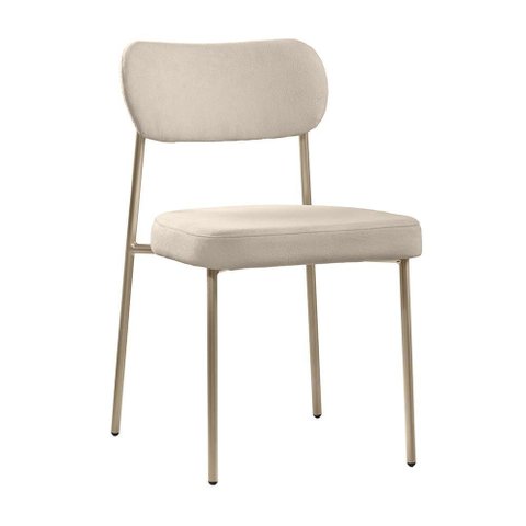 Cadeira Lavínia Bouclê Bege/aço Champanhe - Salaone