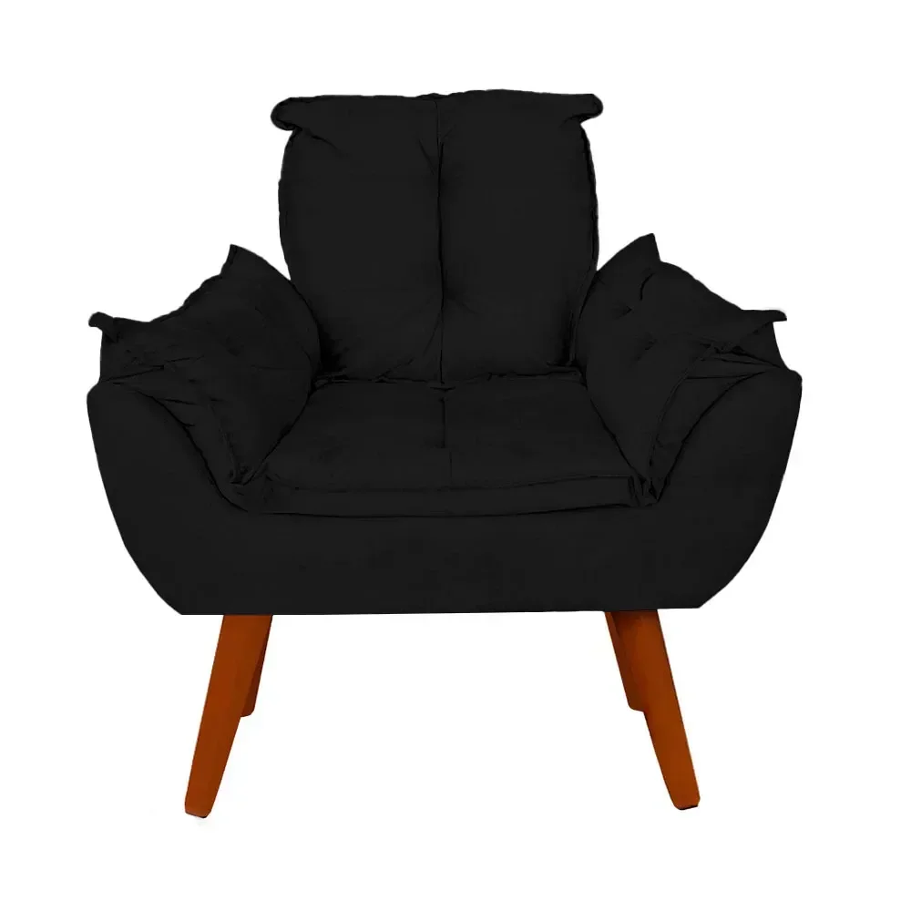 Ver imagem 2 de Poltrona Opala Decorativa Preta Ideal Sala de Estar Recepção