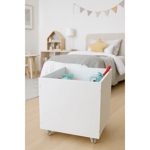 Baú com Rodízios em MDF Multiuso Infantil para Brinquedos