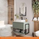 Ver imagem 5 de Gabinete para Banheiro 60cm 100% Mdf Metalon 20x20 1 Porta Basculante Frisê Mgm Móveis Pistache