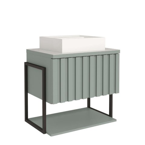 Gabinete para Banheiro 60cm 100% Mdf Metalon 20x20 1 Porta Basculante Frisê Mgm Móveis Pistache