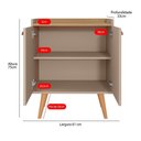 Ver imagem 6 de Aparador Buffet 2 Portas Pequeno Cantinho Café Cozinha Sala Jantar Estilo Retrô Puxador Concha Luxo