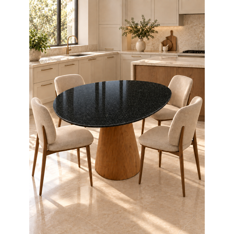 Mesa de Jantar Orgânica Prune Mármore São Gabriel 110x97cm Cone Freijó