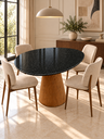 Ver imagem 2 de Mesa de Jantar Orgânica Prune Mármore São Gabriel 110x97cm Cone Freijó