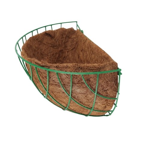 Vaso de Parede Meia Lua de Ferro Verde 25cm com Fibra de Coco - Xcm25