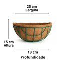 Ver imagem 4 de Vaso de Parede Meia Lua de Ferro Verde 25cm com Fibra de Coco - Xcm25