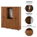 Ver imagem 4 de Guarda Roupa Casal Capela 4 Portas 182 Cm Madeira Macica Taeda 1143c Castanho Festra