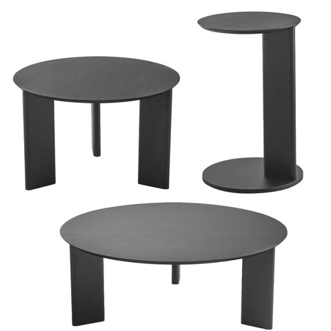Conjunto Sala de Estar Mesa Lateral e Centro Orgânica Chanfrada Nero