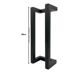 Puxador Porta Inox Deslocado Livrando a Fechadura Preto 30cm - 6