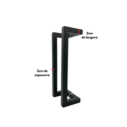 Puxador Porta Inox Deslocado Livrando a Fechadura Preto 30cm - 4