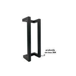 Puxador Porta Inox Deslocado Livrando a Fechadura Preto 30cm - 12