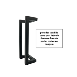 Puxador Porta Inox Deslocado Livrando a Fechadura Preto 30cm - 10