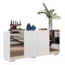 Ver imagem 1 de Aparador Buffet 4 Portas Com Espelho E Pés Quadrados Vegas V3563 Branco Branco