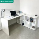 Ver mais imagens de Mesa Escrivaninha em L 140x130 cm e Balcao 60 cm Branco Artany