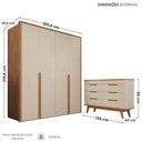 Ver imagem 3 de Conjunto Infantil/Juvenil Guarda-Roupa e Cômoda Lizz em MDF Off White e Cedro
