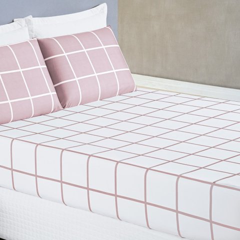 Jogo de Cama Lençol 200 Fios Austin Queen 03 Peças - Rosa Bia Enxovais