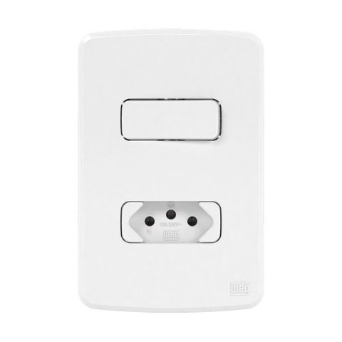 Cj 1 Interruptor Paralelo+tomada 10a Placa 4x2 Br Compose Weg 250v - Branco