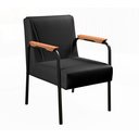 Ver imagem 2 de Kit 4 Poltrona Jade Braço Metal Cadeira Decorativa Recepção Sala Escritório - Corino Preto