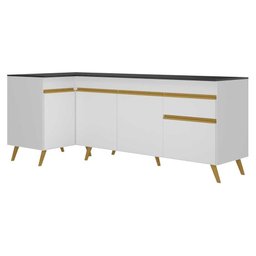 Kit Armário de Cozinha Balcão Canto 90cm e Gabinete Pia 150cm Veneza Multimóveis Mp2158 Branco/ - 3