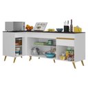 Ver imagem 2 de Kit Armário de Cozinha Balcão Canto 90cm e Gabinete Pia 150cm Veneza Multimóveis Mp2158 Branco/