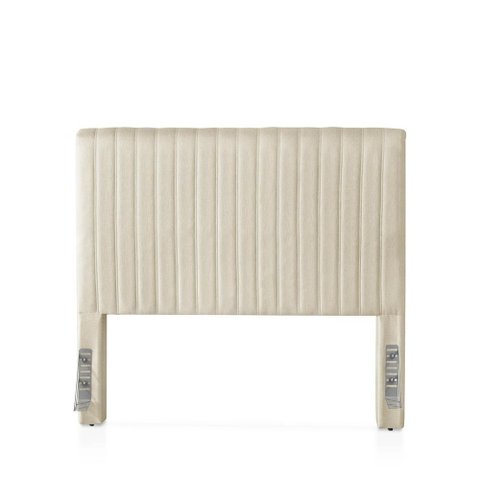 Cabeceira Queen Estofada Elara Canelada 160 cm - Linho Off White
