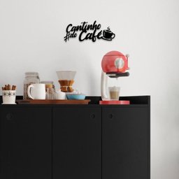 Cantinho do Café Placa Frase Decoração Parede Quadro Preto - 1