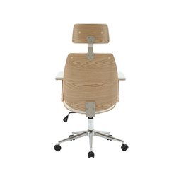 Cadeira de Escritório Ergonômica Giratória Office Lisboa Madeira Natural Rivatti Branca - 6