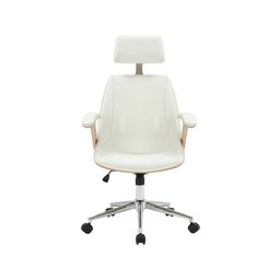 Cadeira de Escritório Ergonômica Giratória Office Lisboa Madeira Natural Rivatti Branca - 5