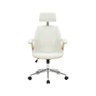Cadeira de Escritório Ergonômica Giratória Office Lisboa Madeira Natural Rivatti Branca - 6
